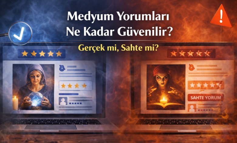 Medyum yorumları ne kadar güvenilir sorusuna gerçek ve sahte yorumları karşılaştıran görsel